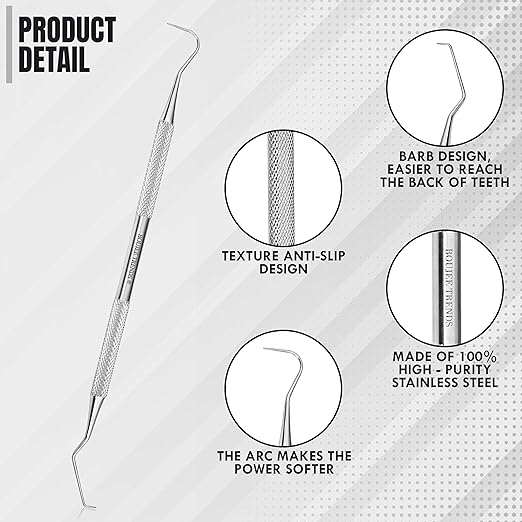 Professional Dental Tools Tartar Scraper for Dentist, Personal Use and Pets Stain Plaque Remover for Teeth, Premium Oral Care Double Ended Dental Probe Scaler | Stainless Steel