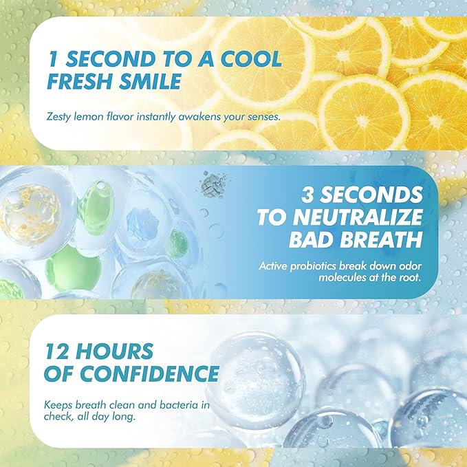 Oral Spray – Fresh Breath, Dual Cooling Experience & Convenient On-The-Go Design – Perfect for Freshening Breath Anywhere, Anytime (Lemon, 1 Count)