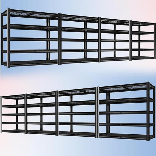PrimeZone 72" H Heavy Duty Garage Shelving 2500 LBS 5 Tier Heavy Duty Storage Shelves Adjustable Industrial Metal Wire Shelf Unit for Garage,Basement,Pantry,Warehouse,Commercial,48" WX24 DX72 H 8Pack