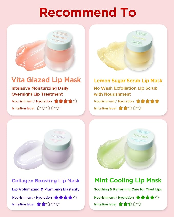 TOCOBO Lemon Sugar Lip Mask – Korean Vegan Lip Scrub & Overnight Exfoliating Treatment for Dry, Chapped Lips – Hydrating, Plumping, Smoothing – Glazed Balm Texture, Non-Sticky, 0.68oz