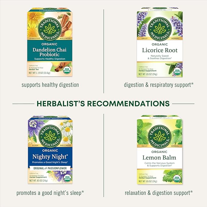Traditional Medicinals Tea, Organic Chamomile, Calming, Calms Your Nerves, Supports Healthy Digestion, 96 Tea Bags (6 Pack)