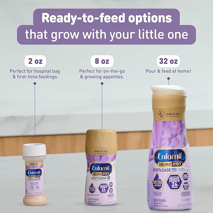 Enfamil NeuroPro Gentlease Baby Formula, Brain and Immune Support with DHA, Clinically Proven to Reduce Fussiness, Crying, Gas & Spit-Up in 24 Hours, 8 Fl Oz Bottles (6 count) (Pack of 4)