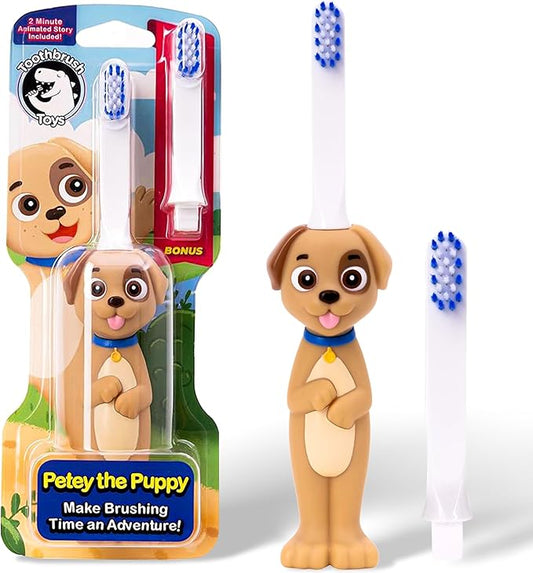 Kids Soft Bristle Puppy Toothbrush for Ages 2+, Gentle and Cute Toothbrush for Children with Replaceable Brush Head, Ergonomic Handle Kids Brush for Teeth Care Ideal for Toddlers, Puppy Design
