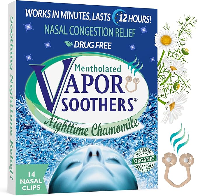Nasal Dilator Clips, Instant Nasal Congestion Relief, Nighttime Chamomile, 14 Count, Drug-Free