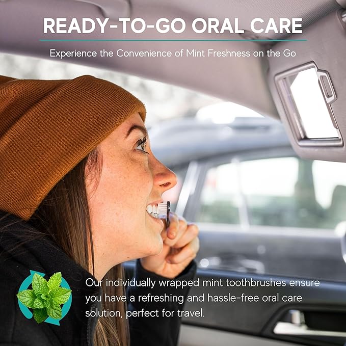 Avistar 80 Prepasted Disposable Toothbrushes Individually Wrapped - Single Use Pre Pasted Disposable Toothbrushes with Toothpaste Built in - Waterless Toothbrush for Travel, Guests, Hotel, & Camping