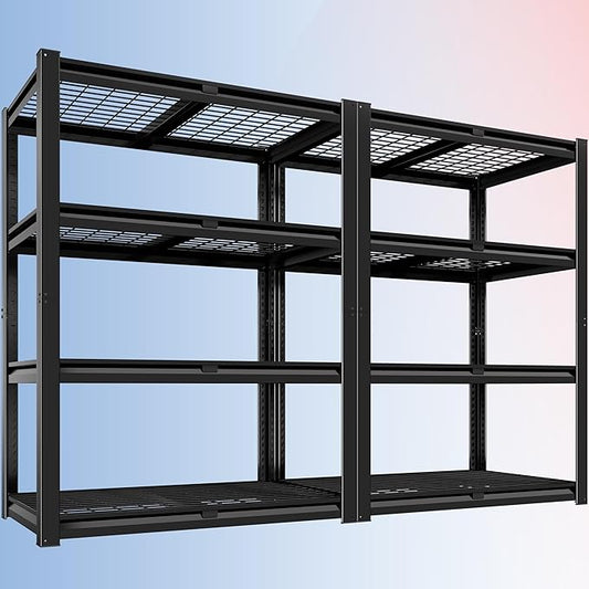 PrimeZone Heavy Duty Garage Shelving 2200 LBS 4 Tier Heavy Duty Storage Shelves Adjustable Industrial Metal Wire Shelf Unit for Garage,Basement,Pantry,Warehouse,Commercial,40" W X 20" D X 60" H 2Pack