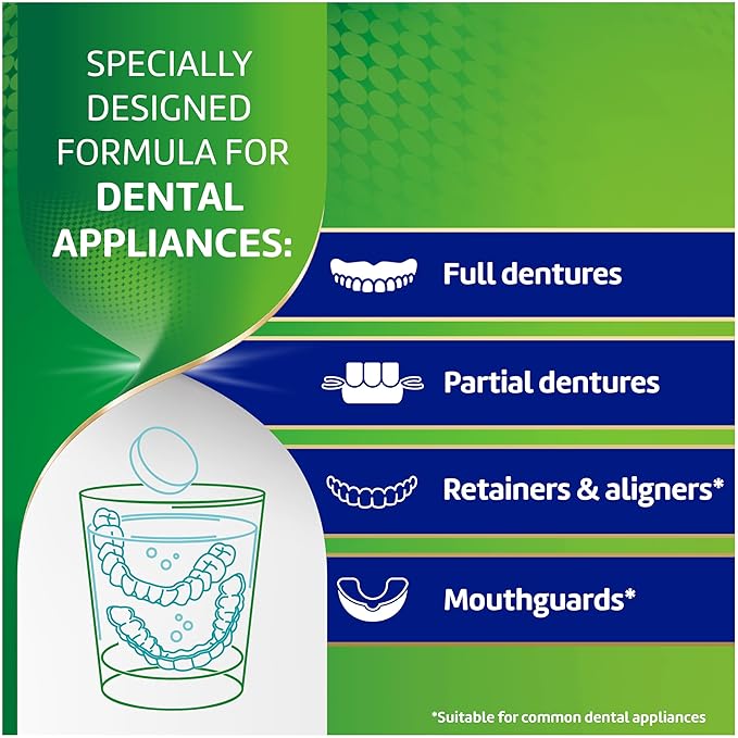 Polident Overnight Whitening Antibacterial Dental Appliance Cleanser Tablets, 90 Count (2 Pack)