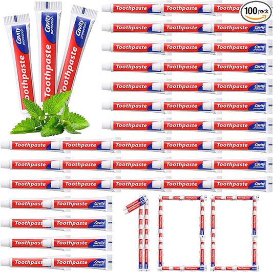 Mini Toothpaste Bulk Travel Size 0.35oz for Bad Breath, Helps Freshens Breath, Whitens Teeth Regular Disposable Mint Toothpaste for Home Hotel Office Camping