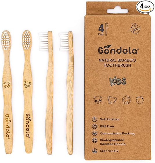 Gondola Bamboo Toothbrush (Kids - 4 Count (Pack of 1))