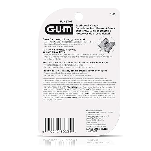 GUM-152RF Toothbrush Covers for Travel, Home, or Camping, 4 Covers
