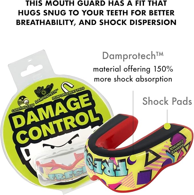 DAMAGE CONTROL Extreme Impact Mouth Guard – Sports Mouthguard for Boxing, MMA, BJJ, Hockey, Rugby, Lacrosse, & More – Mouthpiece for Teeth & Jaw Protection, for Youth & Adults (Youth, Fresh)