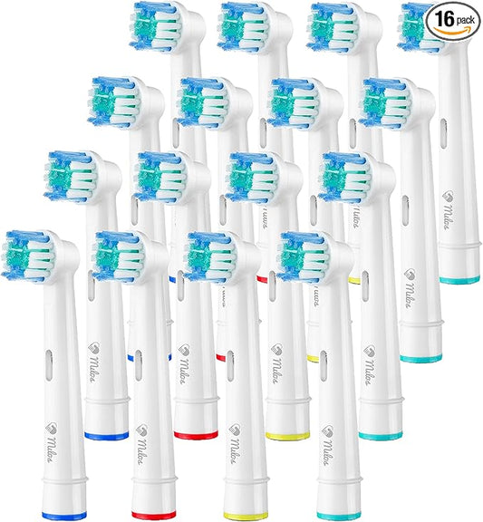Replacement Toothbrush Heads Compatible with Oral B Braun - 16 Pack Milos Professional Electric Toothbrush Heads Deep Clean Brush Heads Compatible with Oral-B 7000/Pro 1000/9600/ 5000/3000/8000