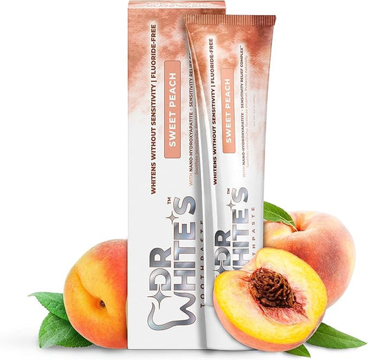 Dr. White’s Fruit by Design™ Line — Sweet Peach Fluoride-Free Nano-Hydroxyapatite Toothpaste, 3.5 oz | Mint-Free | Dentist-Formulated | Enamel-Identical Mineral Care