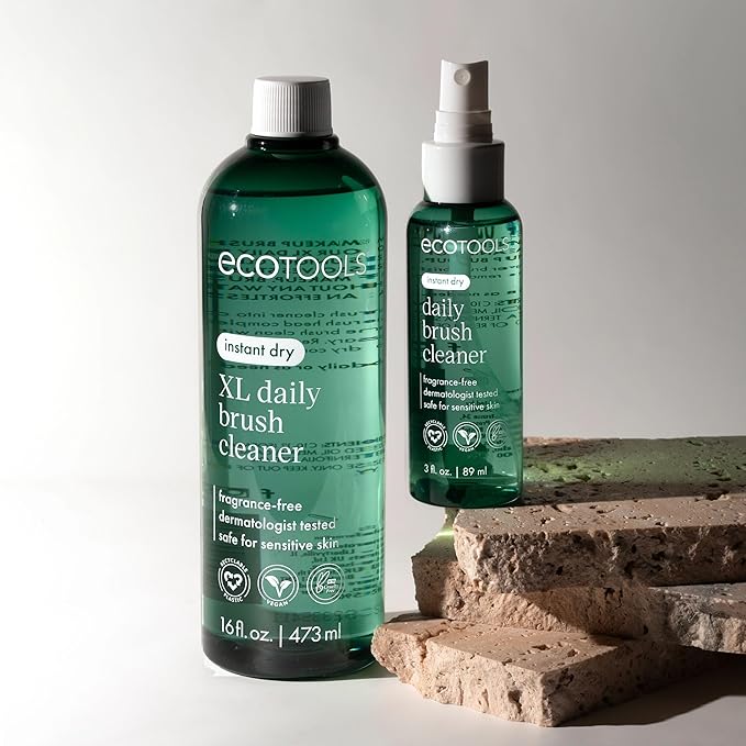 EcoTools Daily Makeup Brush Cleanser Spray, Quick Drying, Fragrance Free & Dermatologist Tested, Travel Size, TSA Approved, Cruelty-Free & Vegan 3 fl oz./89 ml. Bottle XL Refill
