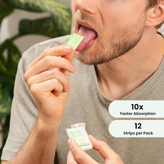 Energy Strips | Instant Caffeine in a Strip | 80mg per Serving | Portable Caffeine + Breath Mints | Zero Calories & Zero Sugar | Spearmint Flavor | 12 Strips per Pack (3 Pack/36 Total)