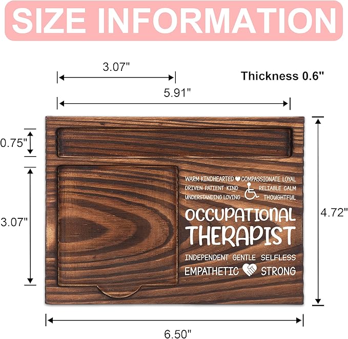 Occupational Therapist Appreciation Gifts, Thank You Gift for Occupational Therapist, OT Office Coworkers Staff Appreciation Gifts, Sticky Note Holder Wooden Notepad & Pen Holder 6.5" x 4.7" - FTA265