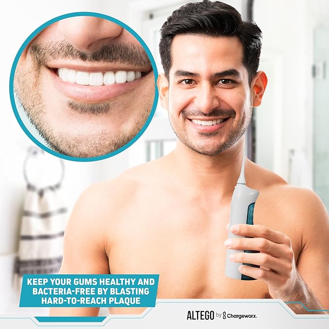 ChargeWorx Altego Ultra-Sonic Combo Set, Portable Electric Toothbrush and Water Flosser, Cordless Oral Irrigator and Rechargeable Dental Kit with Extra Tips