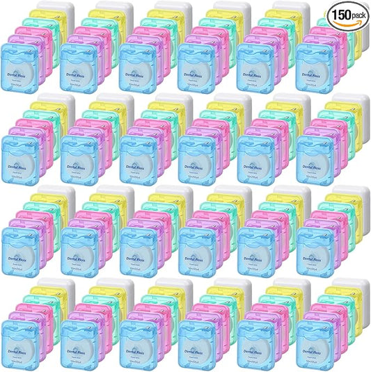 Honeydak 150 Pack Dental Floss Bulk Mint Flavored Floss 50m Each Travel Dental Floss Oral Care for Teeth and Gum Protection (Multicolor)