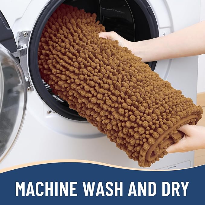 Arotive Luxury Chenille Bathroom Rug Mat, Extra Soft Thick Absorbent Shaggy Bath Rugs, Non-Slip Machine Wash Dry, Plush Bath Mats for Bathroom, Shower and Tub, 24x16, Ochre
