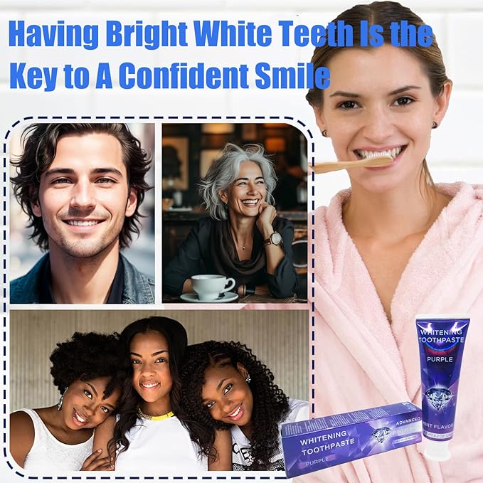 Purple Toothpaste for Teeth Whitening, Teeth Whitening Toothpaste, Tooth Stain Removal, Tooth Stain Removal Colour Corrector