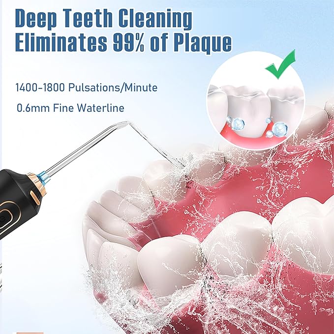 FlashNova Water Flosser for Teeth – Cordless Rechargeable Portable Air Flosser for Teeth, IPX7 Waterproof Oral & Dental Irrigator | Plaque & Tartar Remover | Electric Flosser for Adults, Kids, Braces