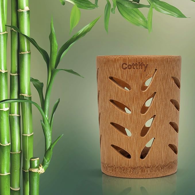Eco-Friendly Bamboo Toothbrush Holder with Drainage – Quick Drying Single-Piece Design – Toothbrush Holders for Bathrooms – Wooden Toothbrush Holder Resilient in Humid Conditions - Matte Leaves