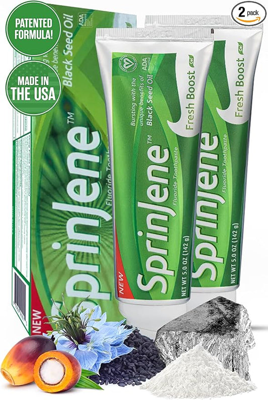 SprinJene Original Fresh Boost | Cavity Protection Toothpaste with Fluoride for Fresh Breath & Healthy Teeth | 2 Pack