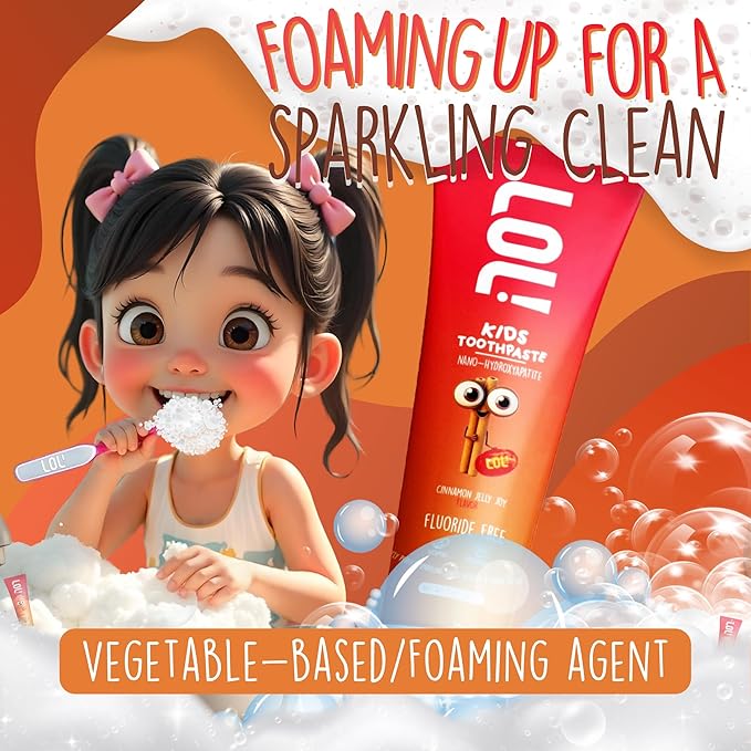LOL Kids Toothpaste 3-Flavor Pack | Nano Hydroxyapatite Toothpaste, Probiotics, Vitamins A, C, E | Safe if Swallowed, No SLS | 1 Peppermint, 1 Strawberry & 1 Cinnamon