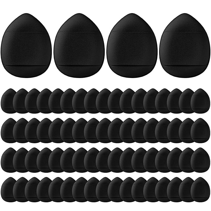 72 Pcs Finger Powder Puff Mini Makeup Sponge Soft Beauty Makeup Blender Puff for Foundation, Face Powder, Under Eye Setting, Concealer, Repair Cream, Cosmetic Tool (Black)