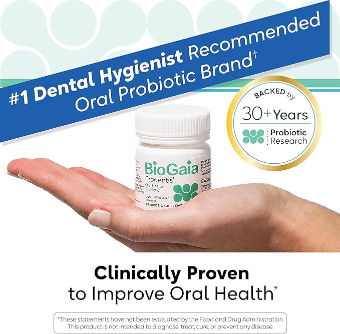 BioGaia Prodentis | Oral Probiotics | Promotes Healthy Gums & Teeth | Defends Against Bad Breath & Dental Problems | Improves Oral Health | Mint Flavored Dental Probiotic Lozenge