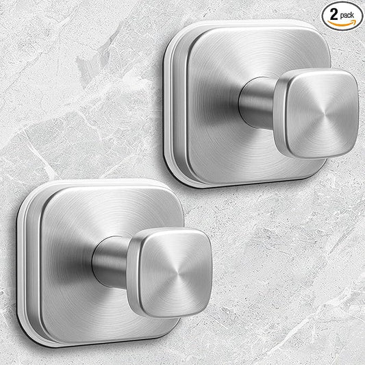 Shower Hooks for Inside Shower,Reusable Suction Cup Hooks for Glass Window,Mirror,Removable Towel Hooks for Bathroom,2 Pack(Silver)
