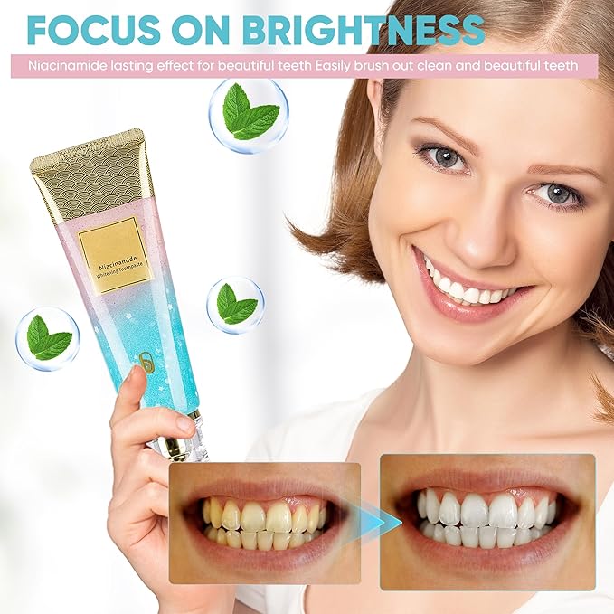 Niacinamide Whitening Toothpaste, Triple Action Whitening with Natural Gentle Care Deep Stains Radiant Smile Natural & Gentle Formula Fresh Breath (2)
