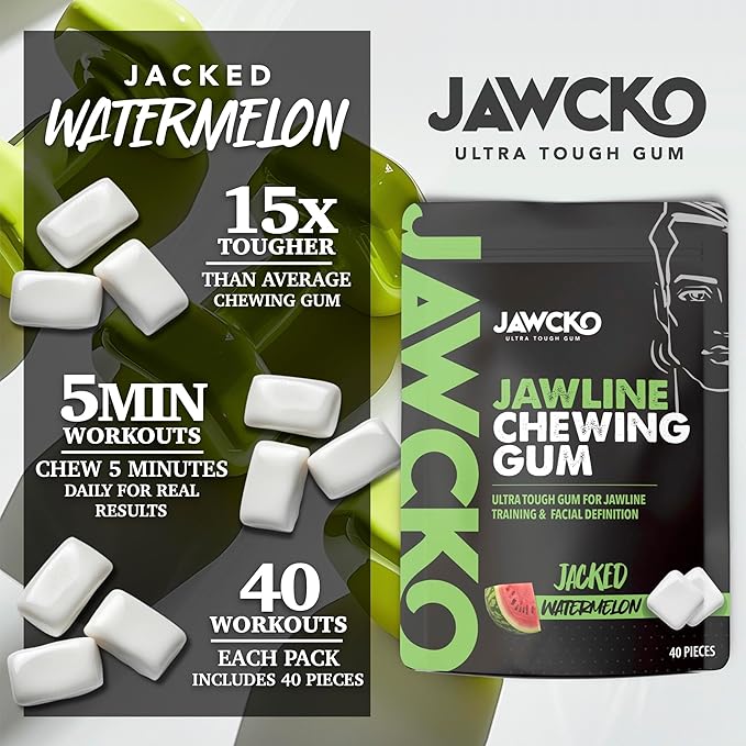 JAWCKO Ultra-tough Jawline Chewing Gum Variety 6-Pack | Get a Stronger, Squarer Jawline | 15X Hardness | Jaw Training Hard Gum | Chisel, Sculpt, Tone your Jaw | Facial Fitness Mewing Gum | 6X Flavors
