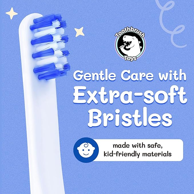 Kids Soft Bristle Shark Toothbrush for Ages 2+, Gentle and Cute Toothbrush for Children with Replaceable Brush Head, Ergonomic Handle Kids Brush for Teeth Care Ideal for Toddlers, Shark Design