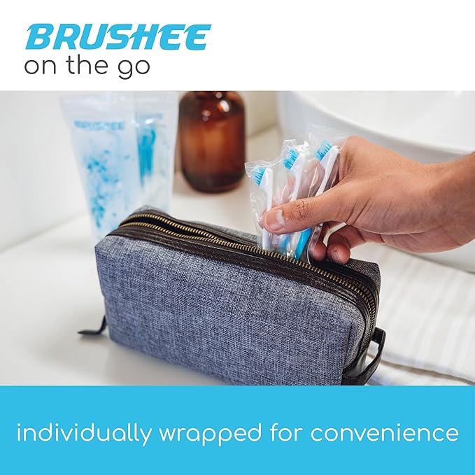 Brushee - The Evolution of Oral Care | 4-in-1 Tool (Paste + Brush + Floss + Pick) | Individually Wrapped | Disposable | Prepasted Travel Toothbrushes | Small Adult Toothbrush - (48-Pack)