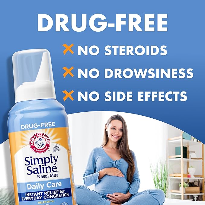 ARM & HAMMER Simply Saline Nasal Care Daily Mist 4.5oz – Instant Relief for Every Day Congestion – One 4.5oz Bottle