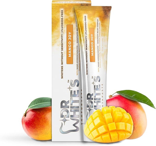 Dr. White’s Fruit by Design™ Line — Mango Joy Fluoride-Free Nano-Hydroxyapatite Toothpaste, 3.5 oz | Mint-Free | Dentist-Formulated | Enamel-Identical Mineral Care