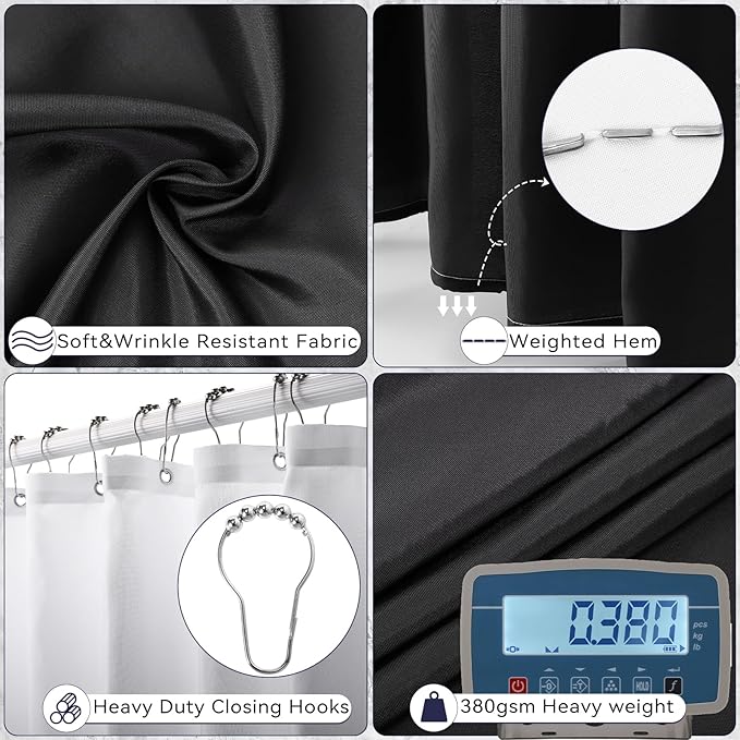 Bathroom Set - 22PC Black Bathroom Accessories Sets Complete with Black Ombre Shower Curtain,Trash Can,Toothbrush Holder,Toothbrush Cup,Soap Dispenser,Soap Dish,Toilet Brush,Tray,Qtip Holders