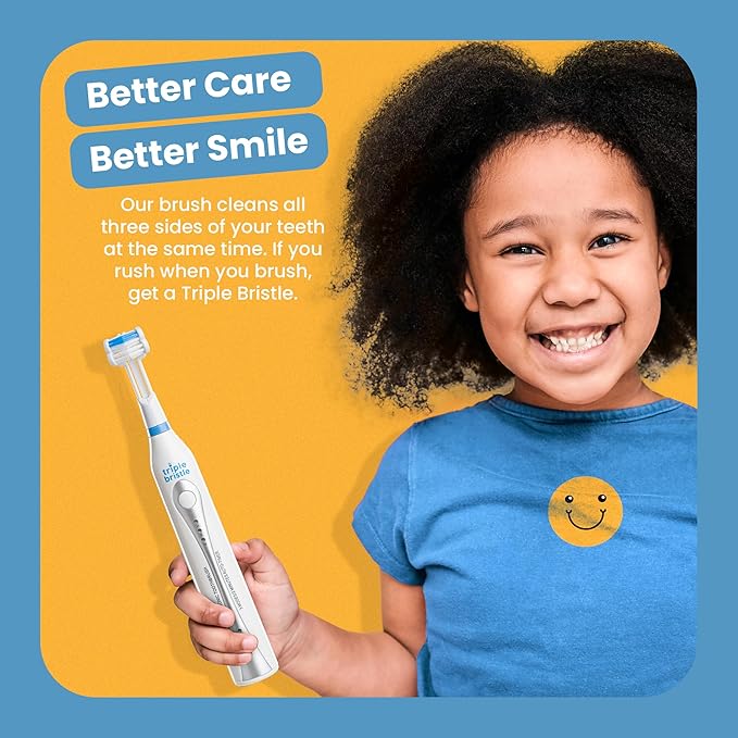 Triple Bristle Original Sonic Toothbrush | Rechargeable 31,000 VPM Tooth Brush | Patented 3 Head Design | Angled Bristles Clean Each Tooth | Dentist Approved | Triple Bristle Original + Oral Care Kit