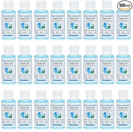 Travel Mouthwash Bulk, 1.2 Oz/35ml Mini Mouthwash Bulk, for Freshening Breath, Easy to Carry, Suitable for Work, Travel, Hotels, Dating Essentials (100-PACK)