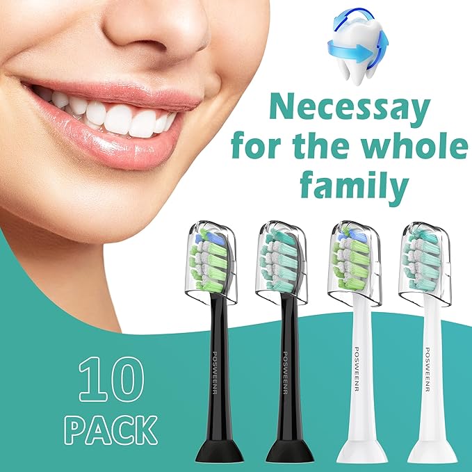 Replacement Toothbrush Heads Compatible with Philips Sonicare – Gentle & Effective Electric Tooth Brush Refill for Plaque Control, 10 Pack