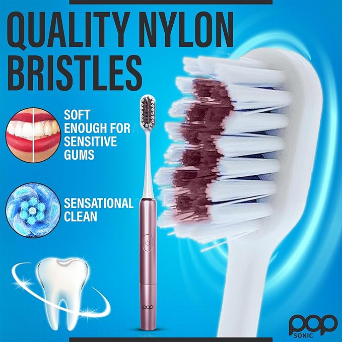 Go Plus Sonic Toothbrushes for Adults w/Electric Toothbrush Case - Electric Toothbrush for Adults & Kids - Sonic Toothbrush w/ 2 Speeds - 18000-24000 Vibrations Per Minute (Rosy Pink)