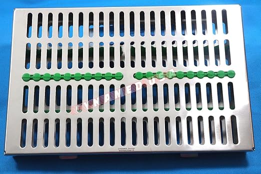 German Stainless 5 Dental Sterilization Cassette Rack Tray Box for 20 Instruments Set of 5 Color