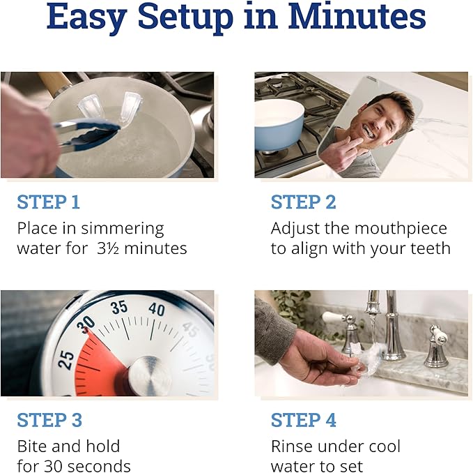 ZQuiet, Advance, Custom Anti-Snoring Mouthpiece, Adjustable Mouthguard with 4 Jaw Advancement Sizes, Slim & Low-Profile, Clear