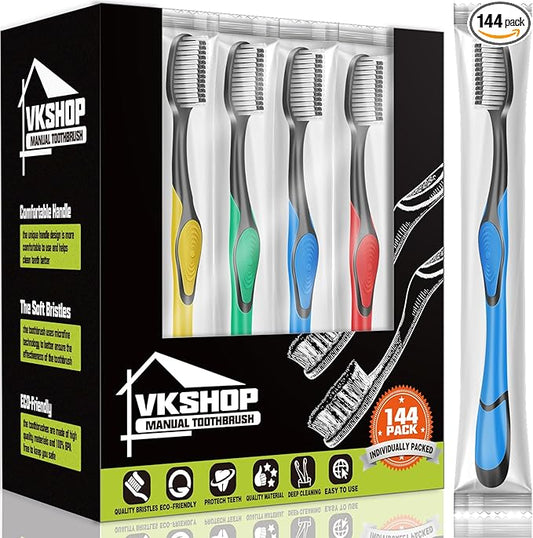 144 Pack Cheap Travel Toothbrushes and Soft Carbon Toothbrush, Reusable Travel Toothbrushes, Eco-Friendly Bulk Toothbrushes Individually Wrapped