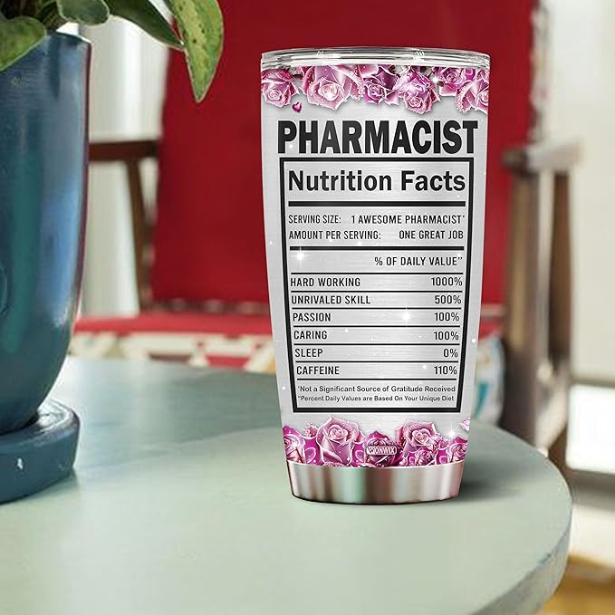 Personalized Pharmacist Gifts For Women Pharmacy Mug Coffee Tumbler Cup For Wife Daughter Mom Christmas Birthday Mother's Day Valentine 20oz Insulated Stainless Steel Water Bottle With Lid