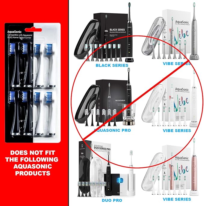 AquaSonic Genuine Duo Series Replacement Brush Heads | for Normal & Sensitive Teeth | Compatible with Duo Series & Home Dental Center Toothbrush Handles | NOT Compatible with Duo Series Pro