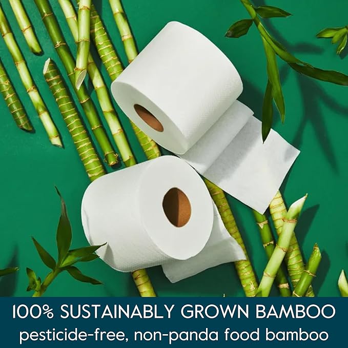 Grove Co. Bamboo Toilet Paper Tree Free & Septic Safe Bath Tissue, Ultra Soft, Durable, & Absorbent 3 Ply Sheets (1 Roll = 44.4 sq ft) Bulk Toilet Paper (Pack of 24 Rolls)
