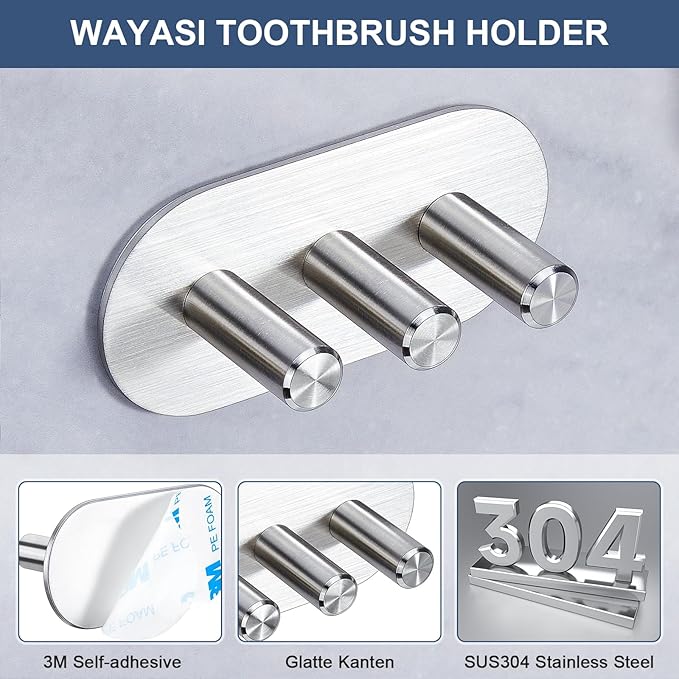 Electric Toothbrush Head Holder for Bathroom Shower, Toothbrush Holders Wall Mounted, Tooth Brushing Holder, Self Adhesive Toothbrush Storage Organizer Toothbrush & Razor Holder (Small)