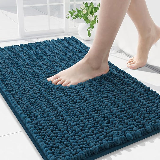 Arotive Luxury Chenille Bathroom Rug Mat, Extra Soft Thick Absorbent Shaggy Bath Rugs, Non-Slip Machine Wash Dry, Plush Bath Mats for Bathroom, Shower and Tub, 34x21, Peacock Blue